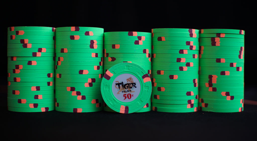 Tiger Palace (Paulson) Secondary Cash $0.50 (frac) chip - Sherbet Green 39mm - One Barrel