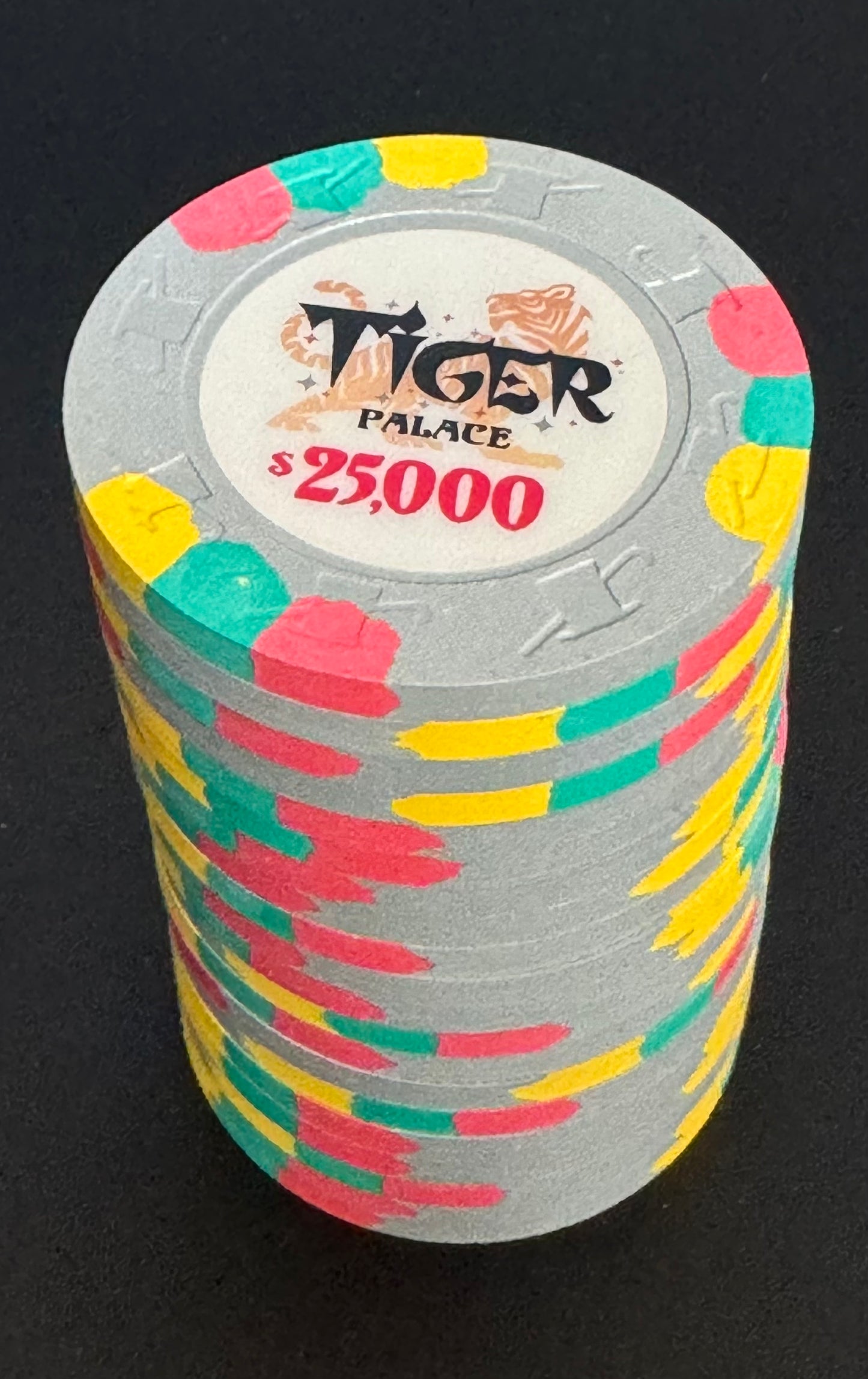 Tiger Palace (Paulson) Secondary Cash $25,000 chip - Metallic Silver - 43mm - One Barrel