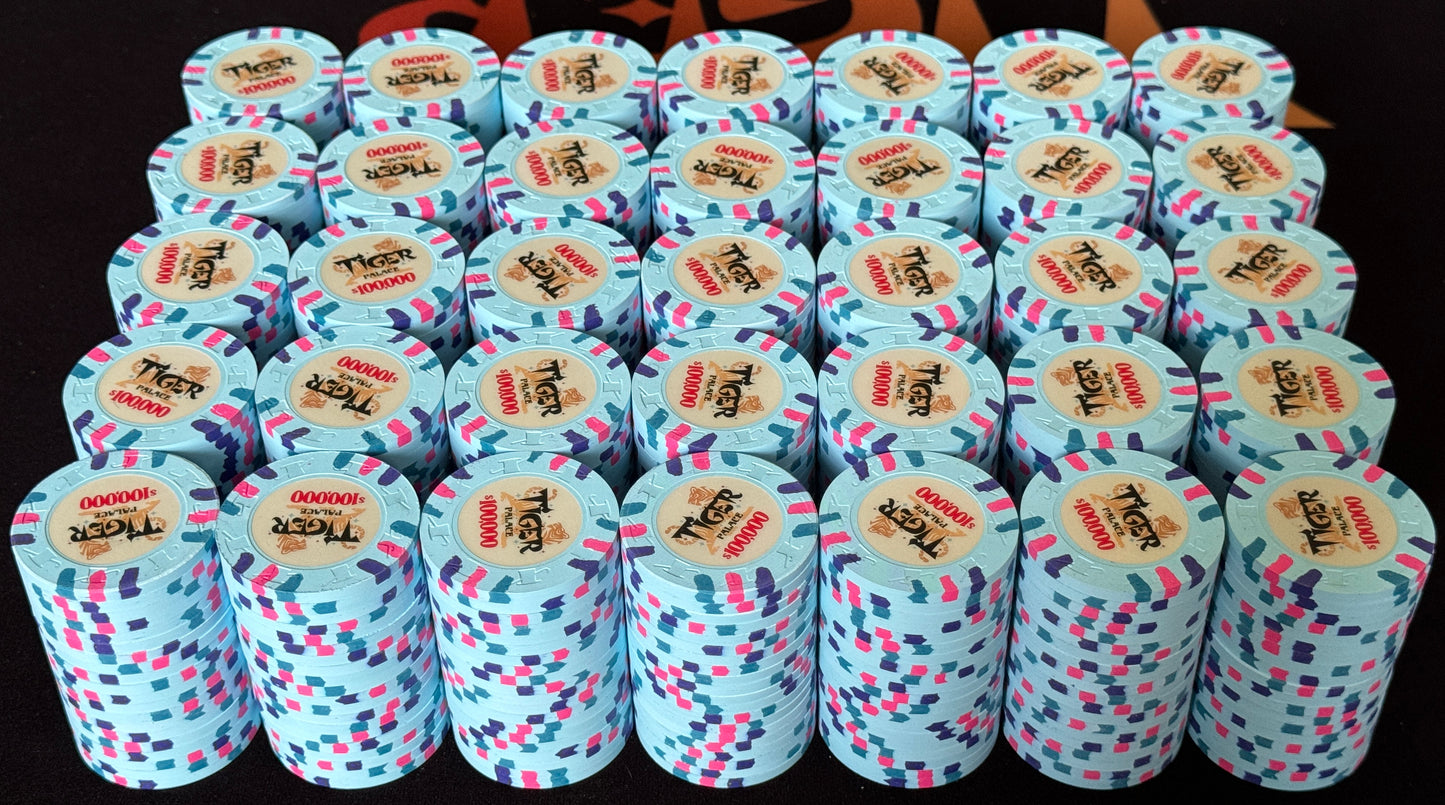 Tiger Palace (Paulson) Misc Cash $100,000 chip - Sky Blue - 43mm - One Barrel (Copy)