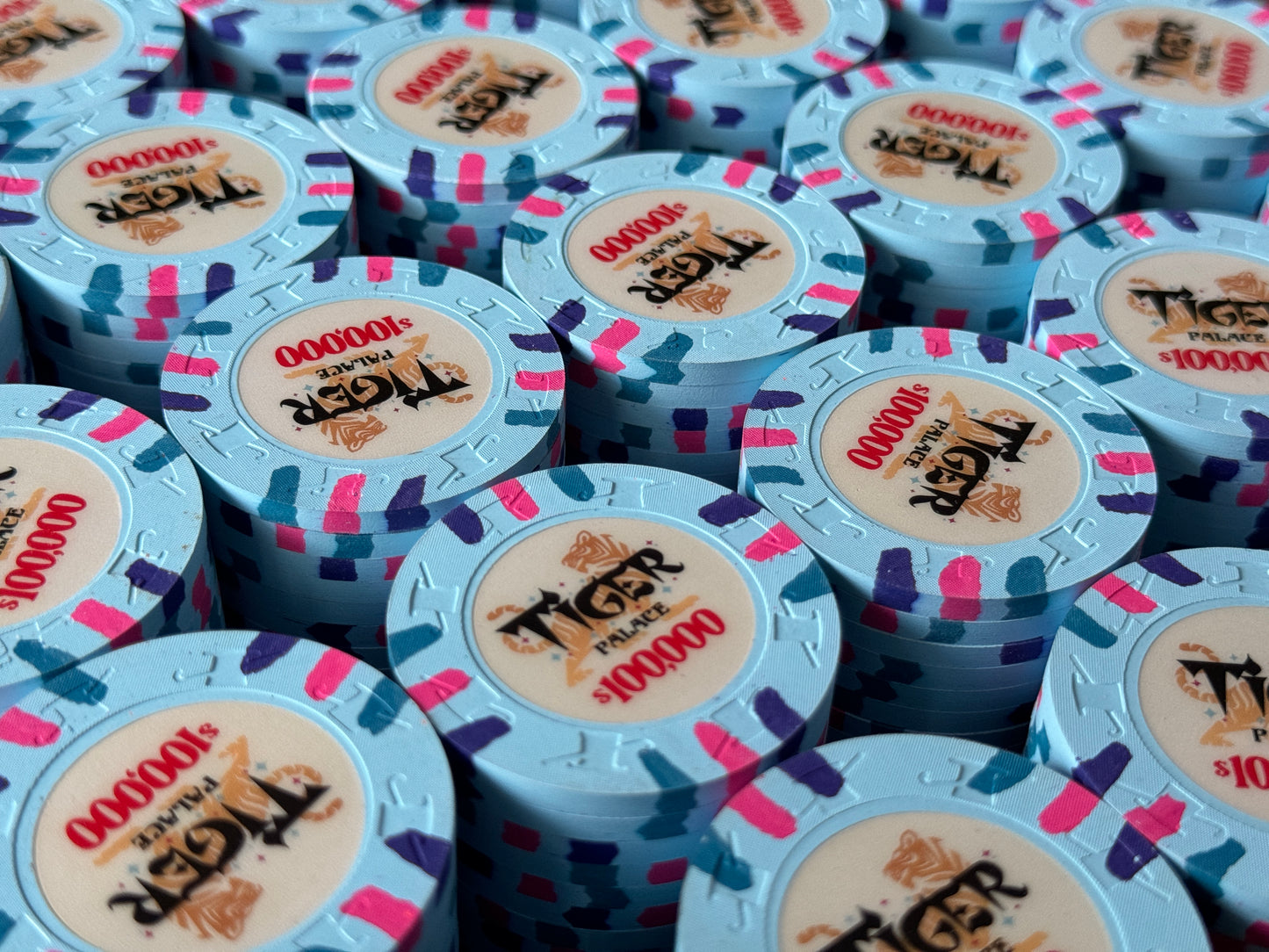 Tiger Palace (Paulson) Misc Cash $100,000 chip - Sky Blue - 43mm - One Barrel (Copy)