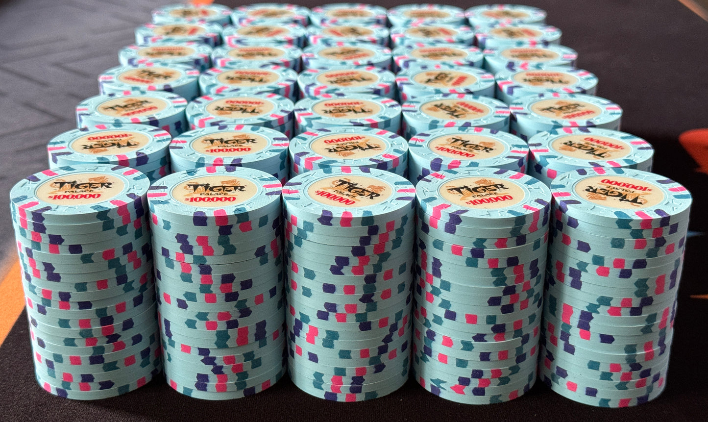 Tiger Palace (Paulson) Misc Cash $100,000 chip - Sky Blue - 43mm - One Barrel (Copy)