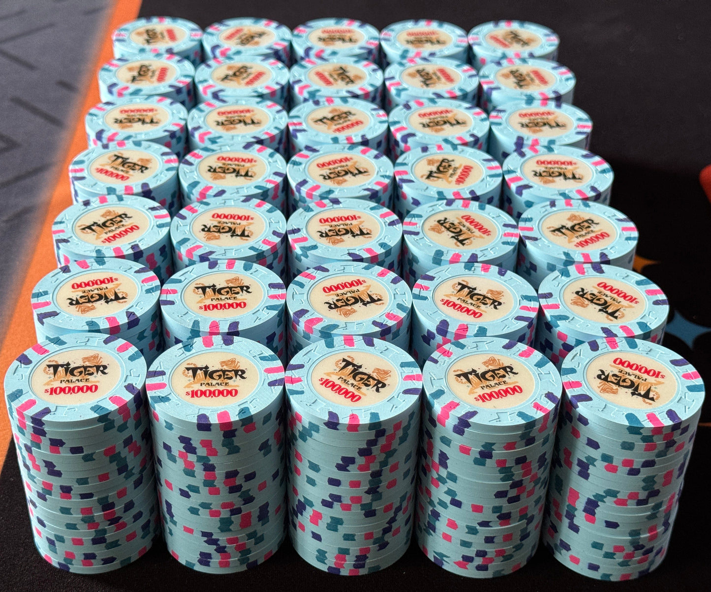 Tiger Palace (Paulson) Misc Cash $100,000 chip - Sky Blue - 43mm - One Barrel (Copy)