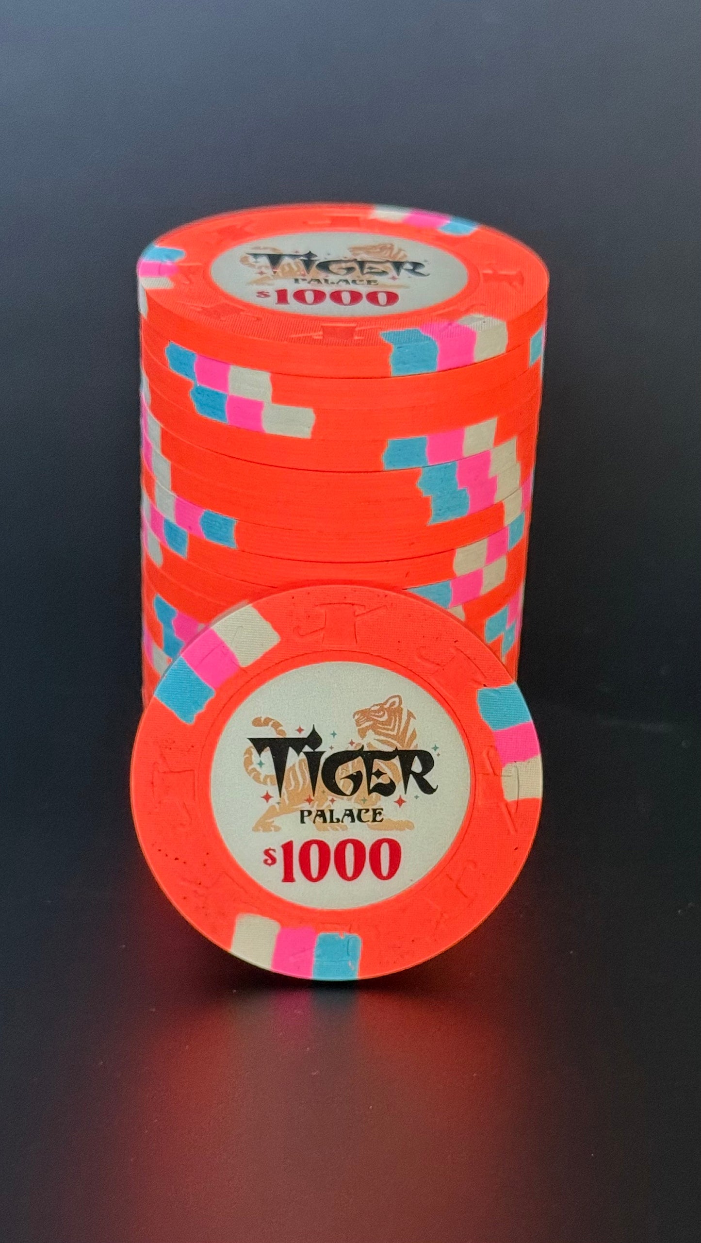 Tiger Palace (Paulson) VIP1 Cash $1,000 chip - Blaze Orange 43mm - One Barrel