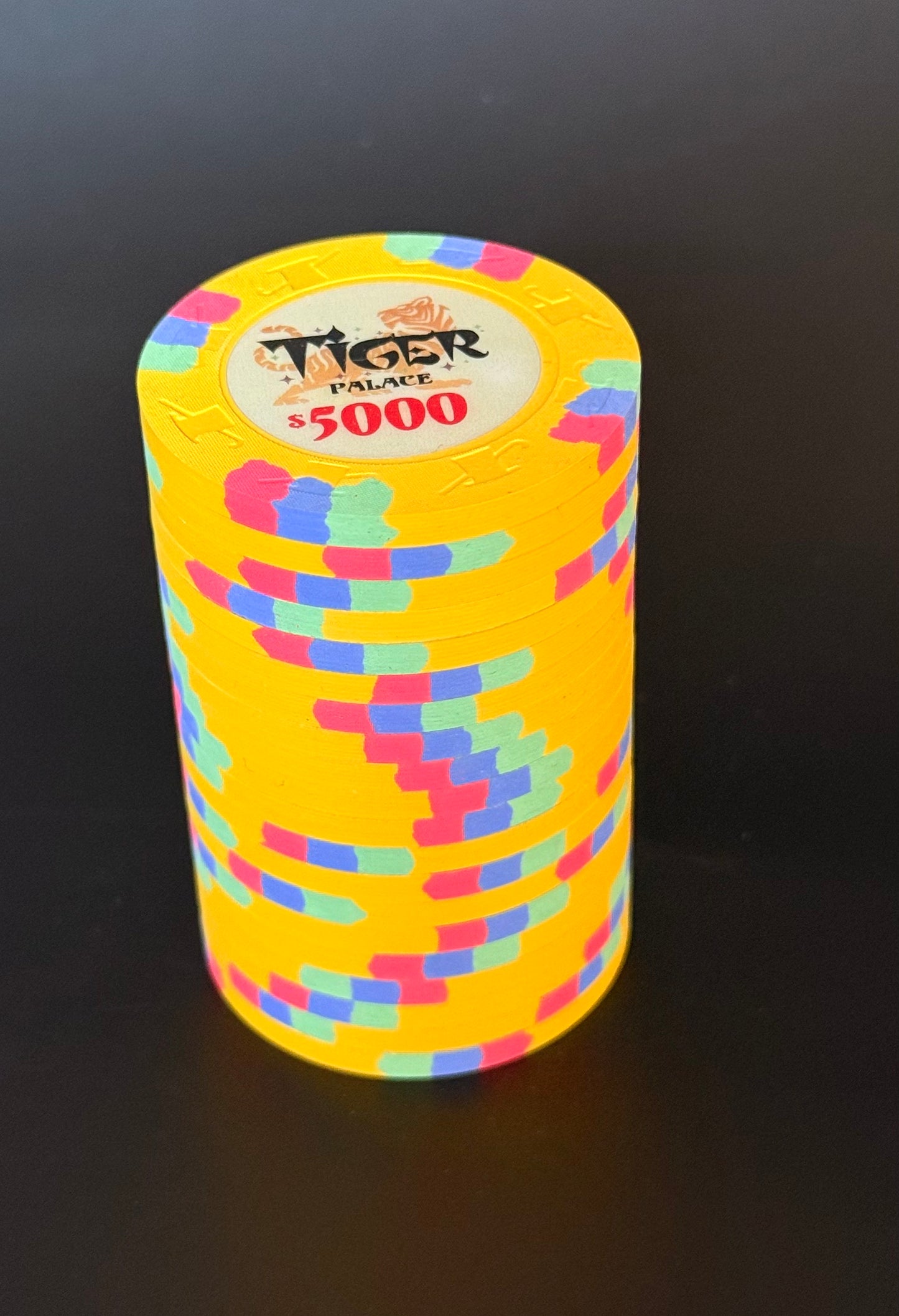 Tiger Palace (Paulson) VIP1 Cash $5,000 chip - Canary Yellow 43mm - One Barrel