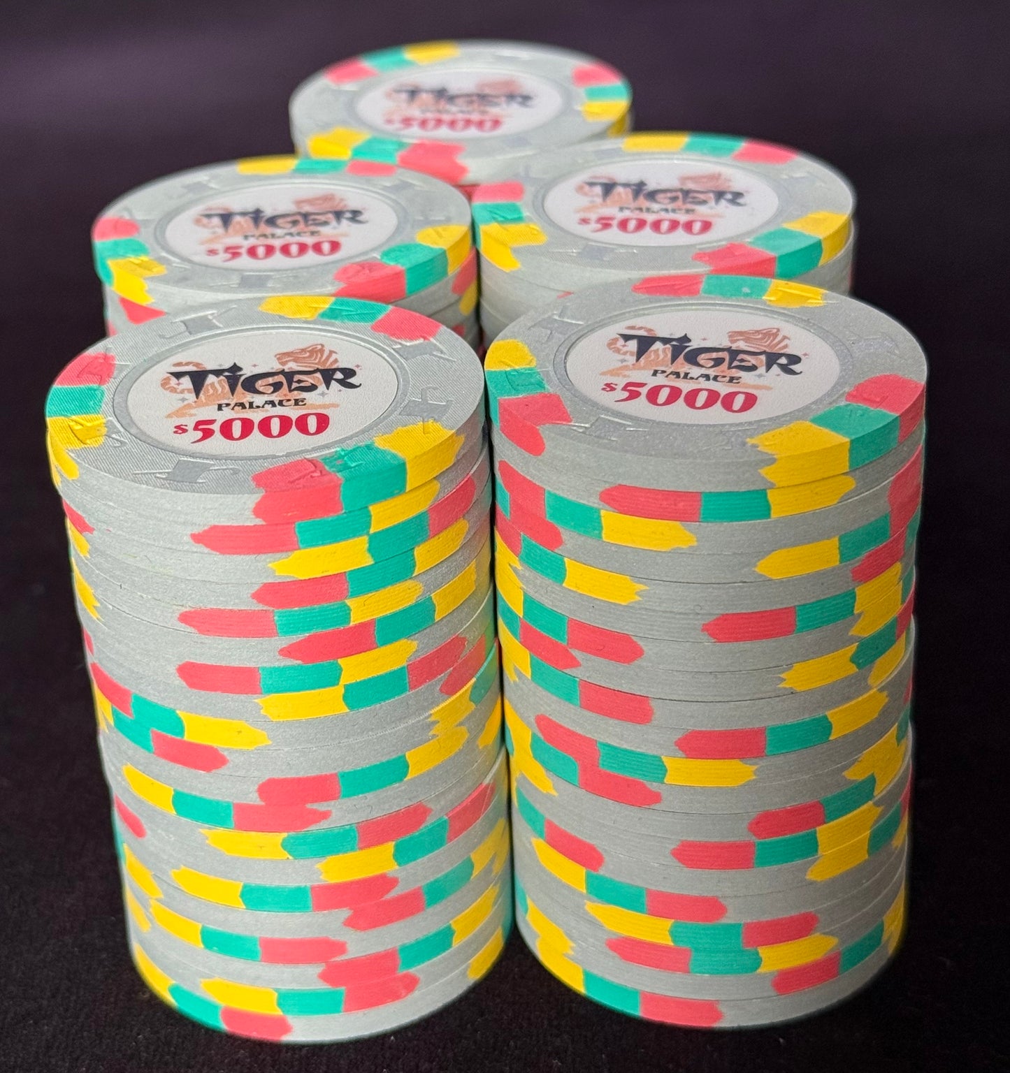 Tiger Palace (Paulson) Secondary Cash $5,000 chip (re-labeled)- Metallic Silver - 43mm - One Barrel