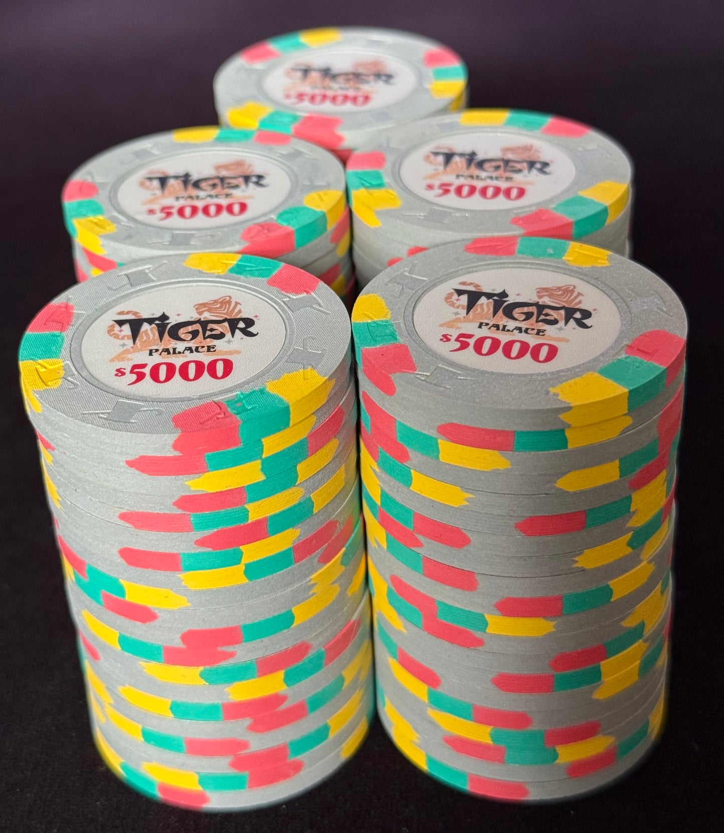 Tiger Palace (Paulson) Secondary Cash $5,000 chip (re-labeled)- Metallic Silver - 43mm - One Barrel
