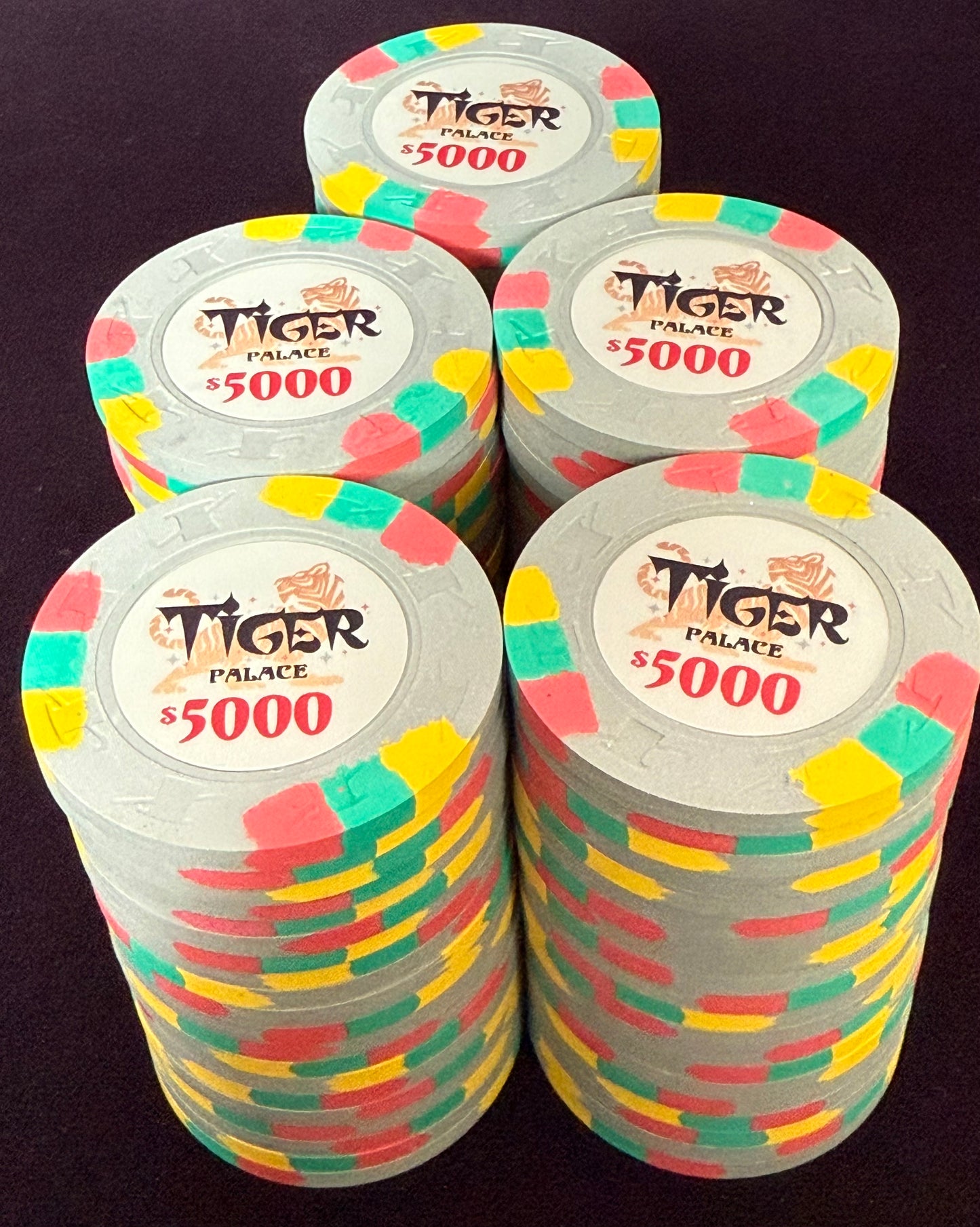 Tiger Palace (Paulson) Secondary Cash $5,000 chip (re-labeled)- Metallic Silver - 43mm - One Barrel