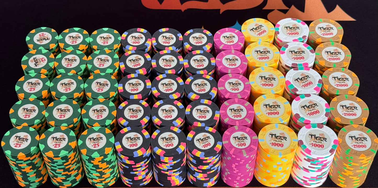 Tiger Palace (Paulson) Cash Set: VIP2 $25/$50 to $50/$100+ 'Vegas' set - 1000 chips