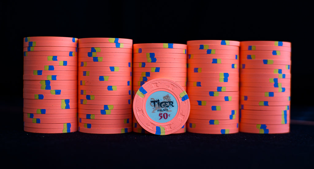 Tiger Palace (Paulson) Primary Cash $0.50 (frac) chip - Peach 39mm - One Barrel