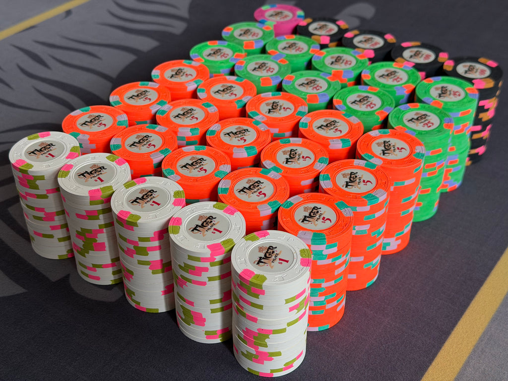 Tiger Palace (Paulson) relabeled $2/$5 Cash Set (Vegas colors, blaze orange $5s) - 700 Chips