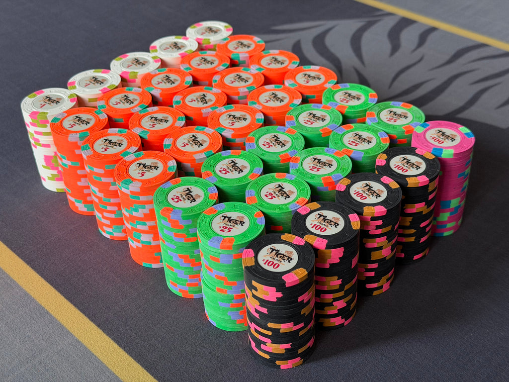 Tiger Palace (Paulson) relabeled $2/$5 Cash Set (Vegas colors, blaze orange $5s) - 700 Chips