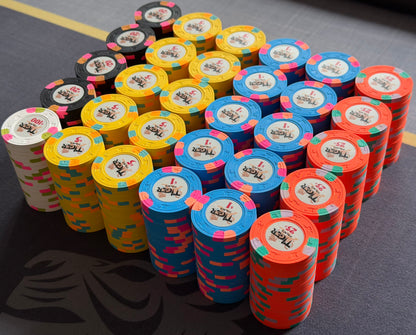 Tiger Palace (Paulson) relabeled $0.25/$0.50 Cash Set (cali colors, orange fracs) - 600 Chips