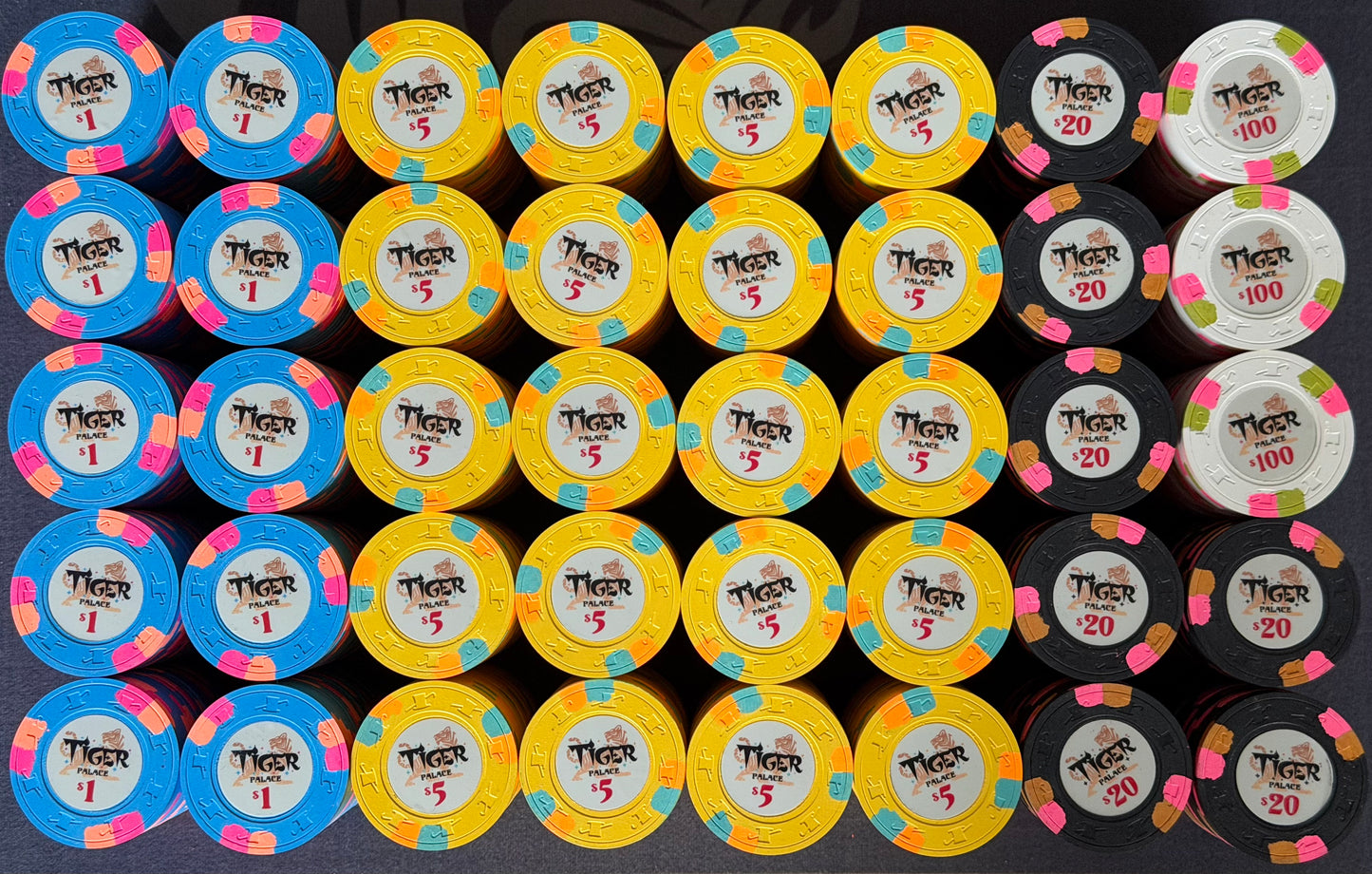 Tiger Palace (Paulson) relabeled $1/$2 Cash Set (cali colors, black $20s) - 800 Chips