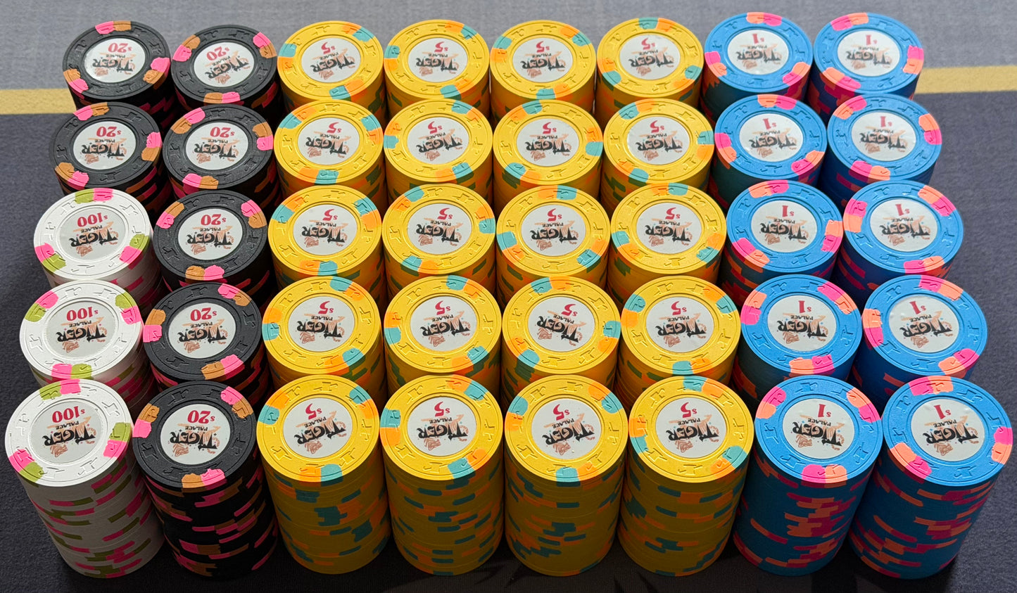 Tiger Palace (Paulson) relabeled $1/$2 Cash Set (cali colors, black $20s) - 800 Chips