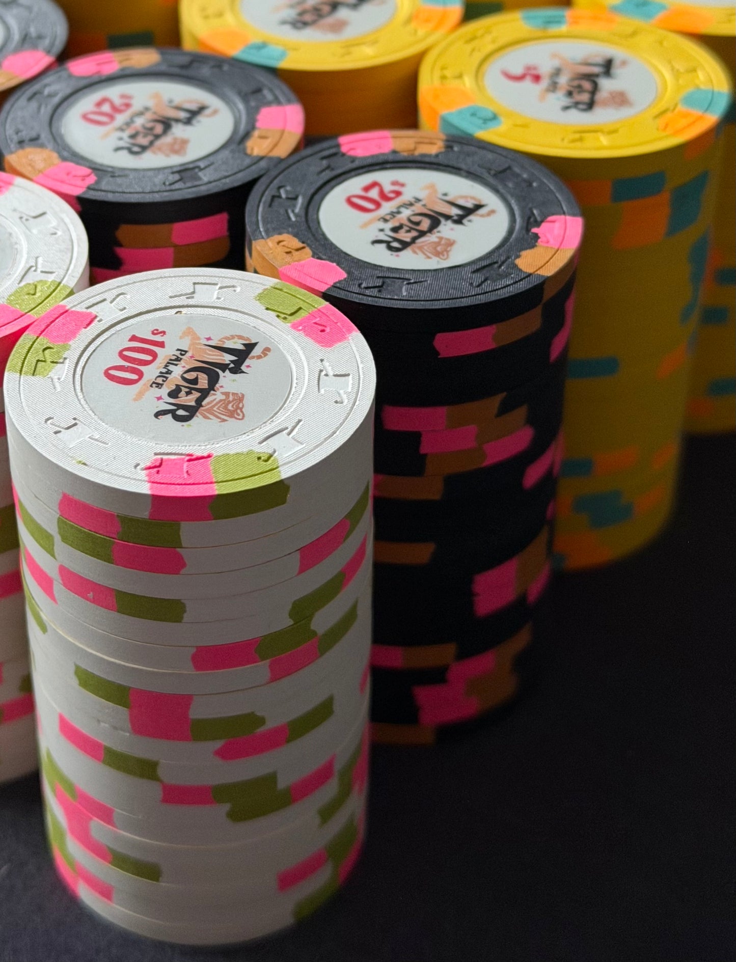 Tiger Palace (Paulson) relabeled $1/$2 Cash Set (cali colors, black $20s) - 800 Chips