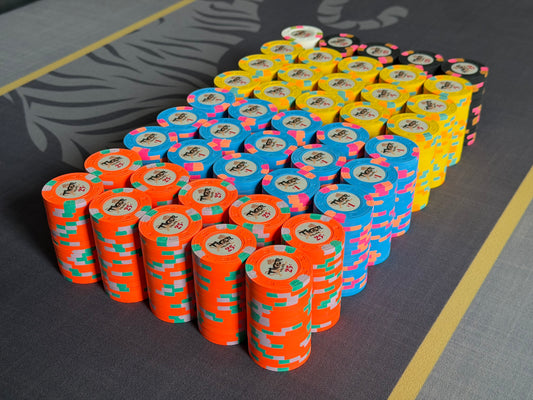 Tiger Palace (Paulson) relabeled $0.25/$0.50 Cash Set (cali colors, orange fracs) - 900 Chips