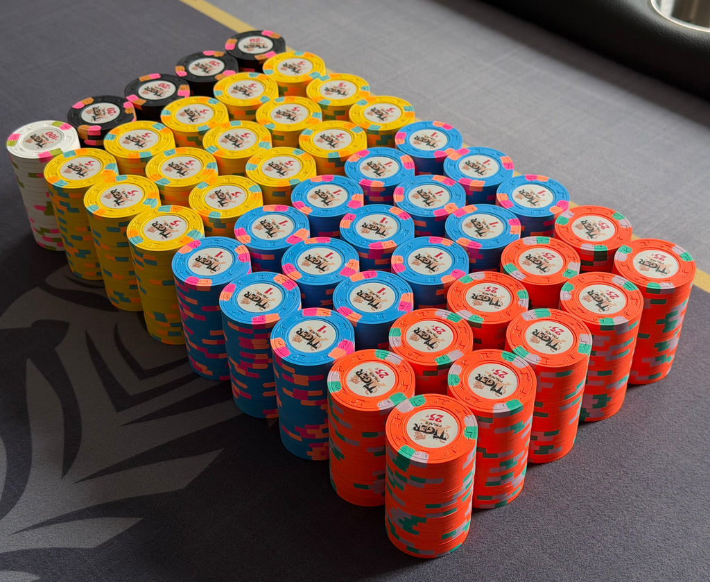 Tiger Palace (Paulson) relabeled $0.25/$0.50 Cash Set (cali colors, orange fracs) - 900 Chips