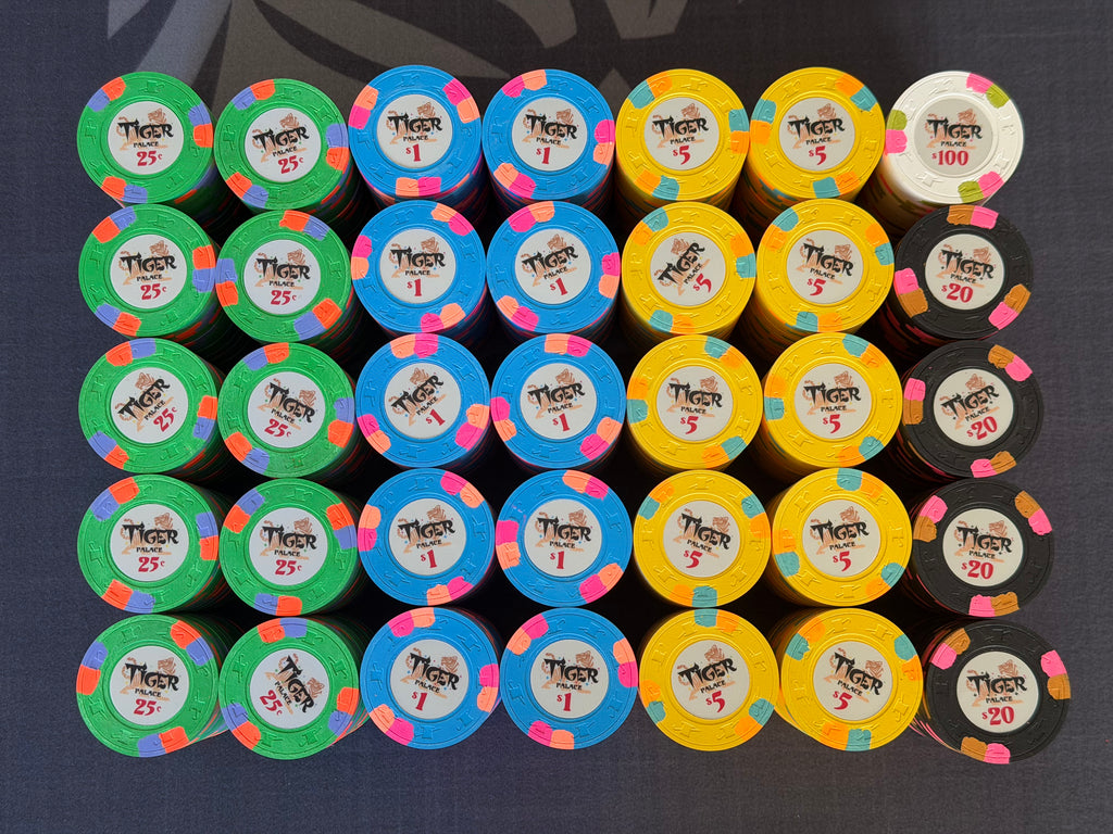 Tiger Palace (Paulson) relabeled $0.25/$0.50 Cash Set (cali colors, green fracs)- 700 Chips