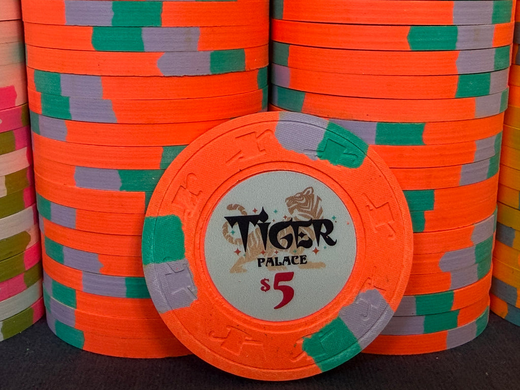 Tiger Palace (Paulson) relabeled $1/$2 Cash Set (Vegas colors, blaze orange $5s, yellow $20s) - 600 Chips