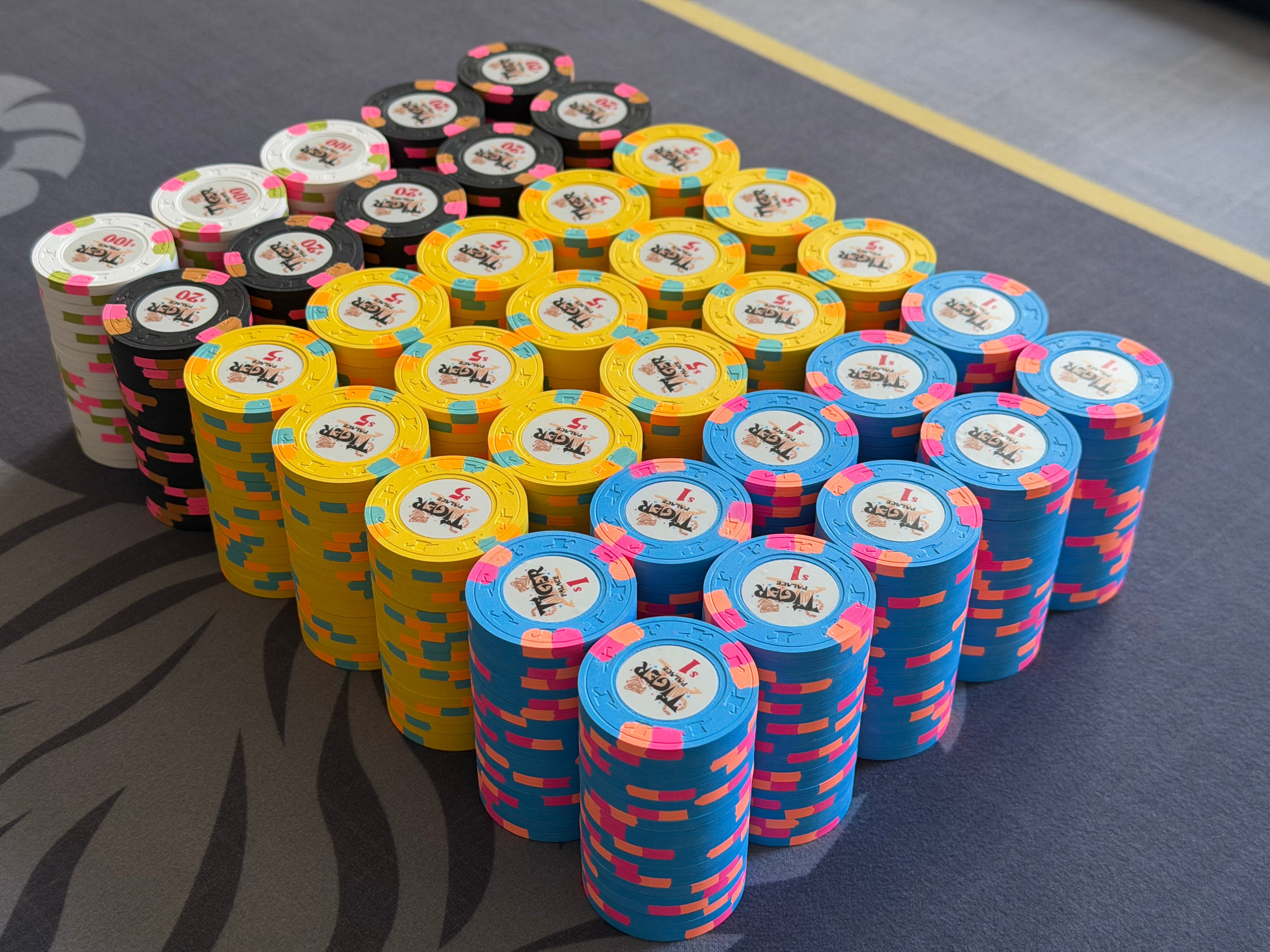 Tiger Palace (Paulson) relabeled $1/$2 Cash Set (cali colors, black $20s) - 700 Chips
