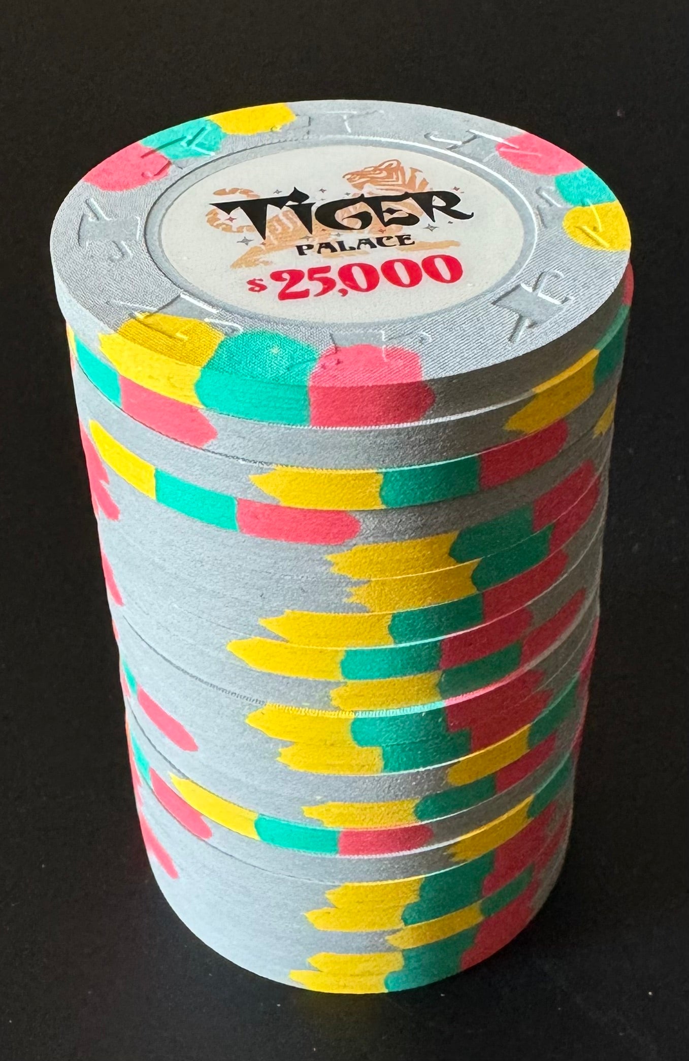 Tiger Palace (Paulson) Secondary Cash $25,000 chip - Metallic Silver - 43mm - One Barrel