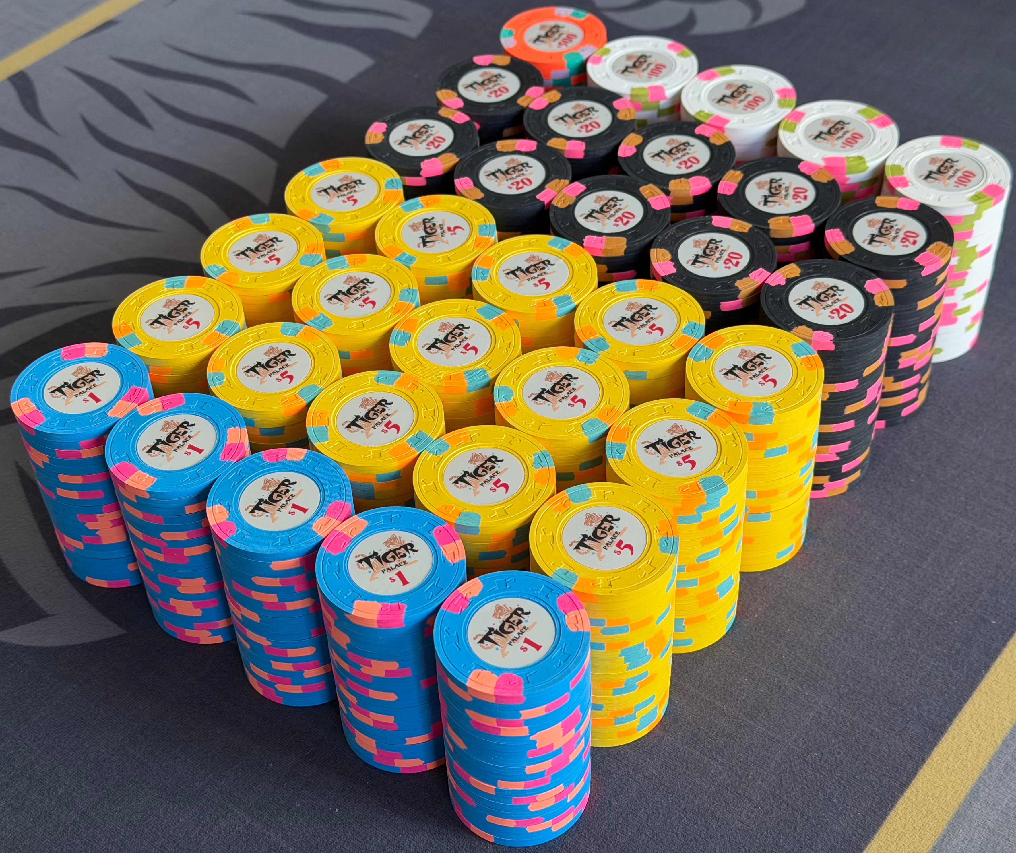 Tiger Palace (Paulson) relabeled $2/$5 Cash Set (cali colors) - 700 Chips