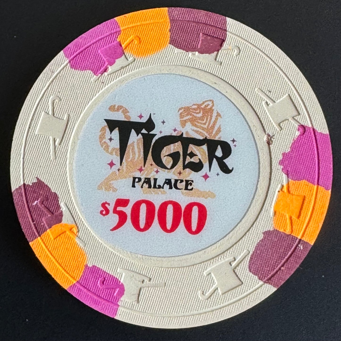 Tiger Palace (Paulson) Primary Cash $5,000 chip - Almond 39mm - One Barrel