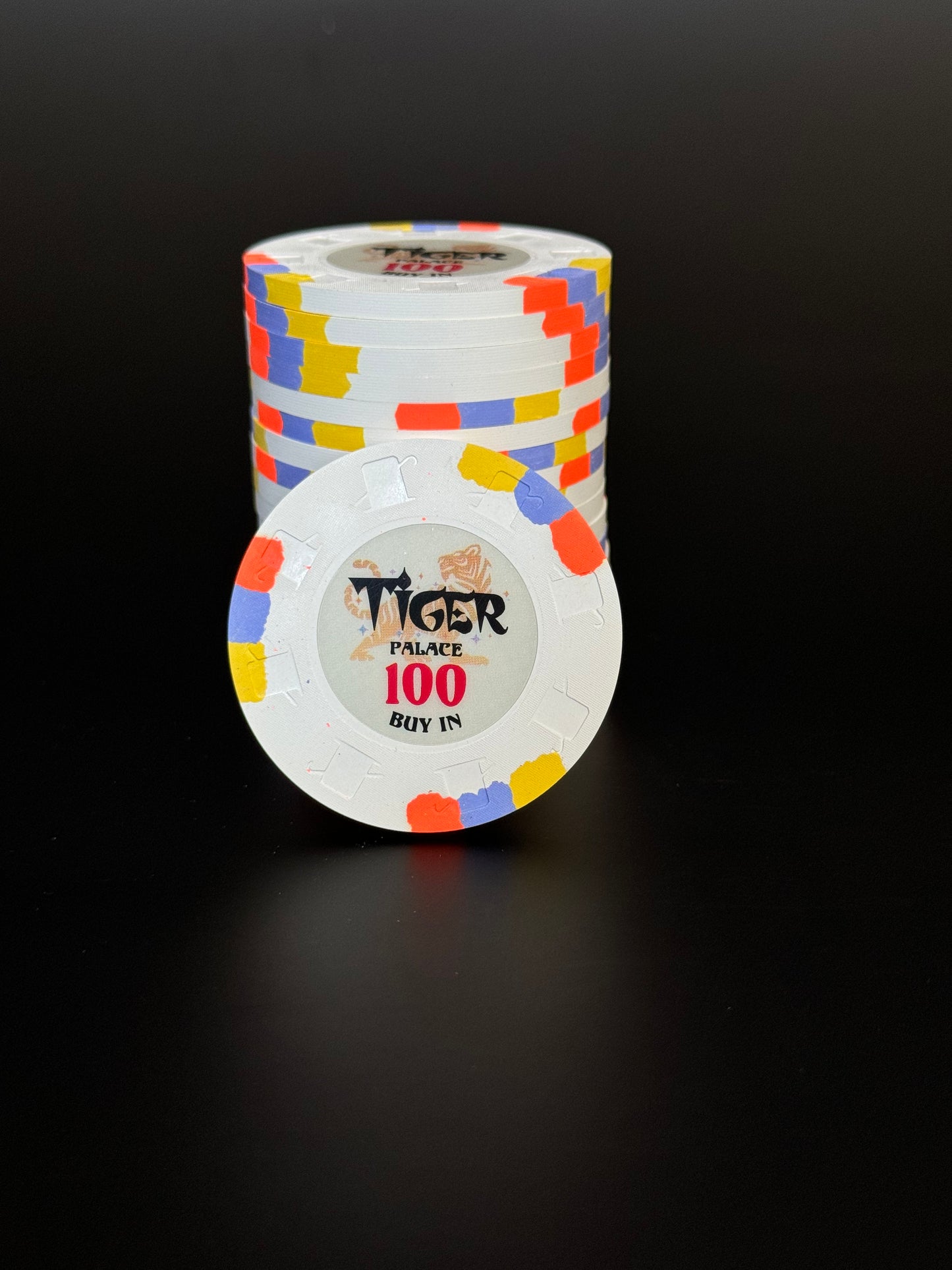 Tiger Palace (Paulson) 48mm '100' Denom Buy-in chip - White - ONE Barrel