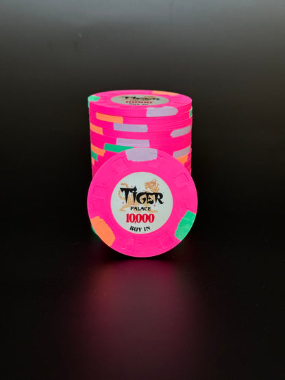 Tiger Palace (Paulson) 48mm '10000' Denom Buy-in chip - Mexican Rose - ONE Barrel