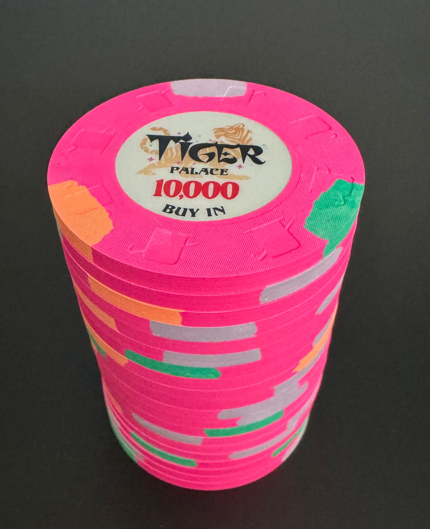 Tiger Palace (Paulson) 48mm '10000' Denom Buy-in chip - Mexican Rose - ONE Barrel