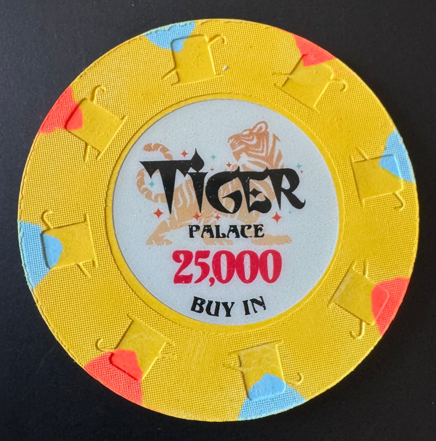 Tiger Palace (Paulson) 48mm '25,000' Denom Buy-in chip - Canary Yellow - ONE Barrel