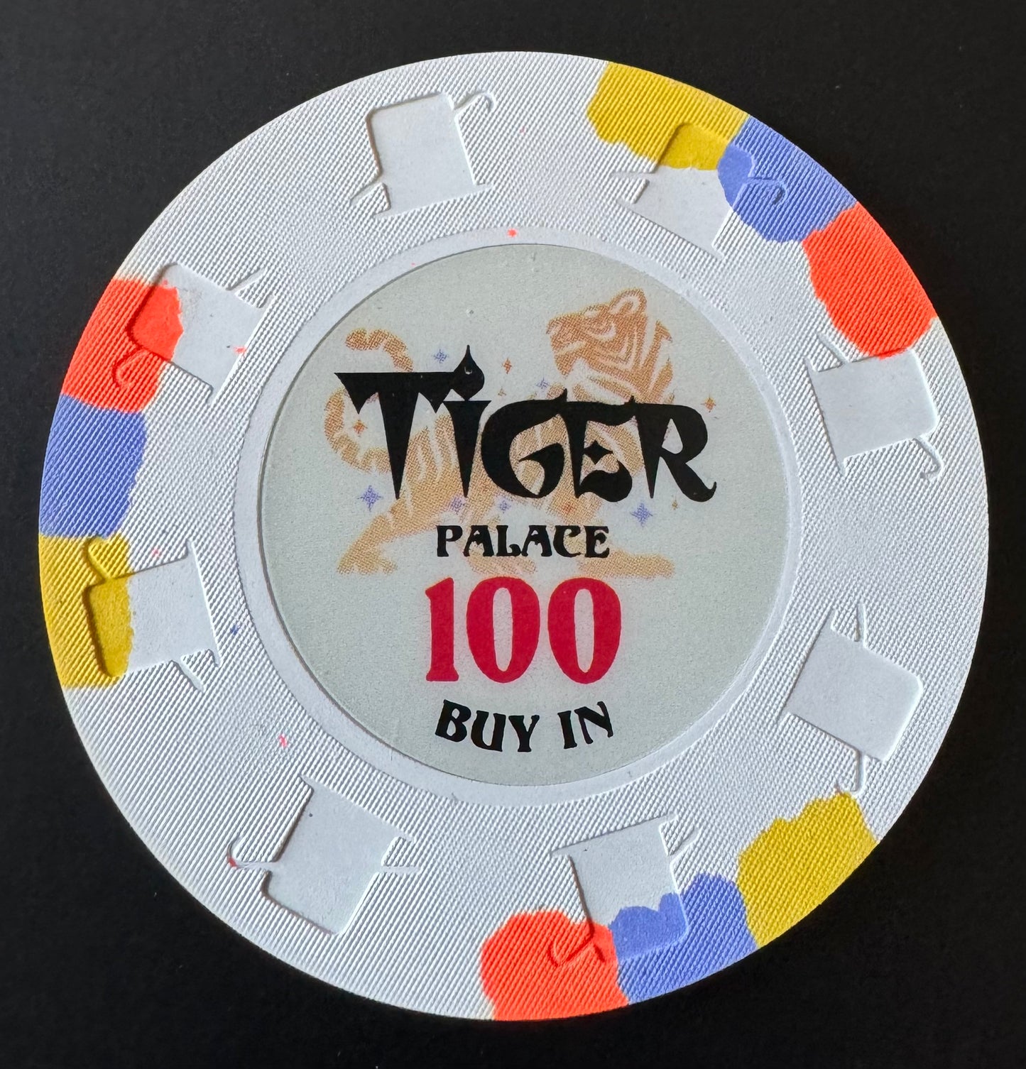 Tiger Palace (Paulson) 48mm '100' Denom Buy-in chip - White - ONE Barrel