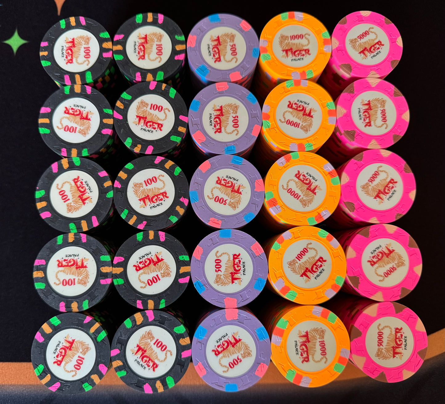 Tiger Palace (Paulson) Tournament Set: T-100 Based, oversized (43mm), 500 chips