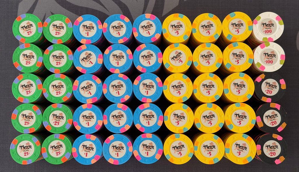 Tiger Palace (Paulson) relabeled $0.25/$0.50 Cash Set (cali colors, green fracs)- 900 Chips
