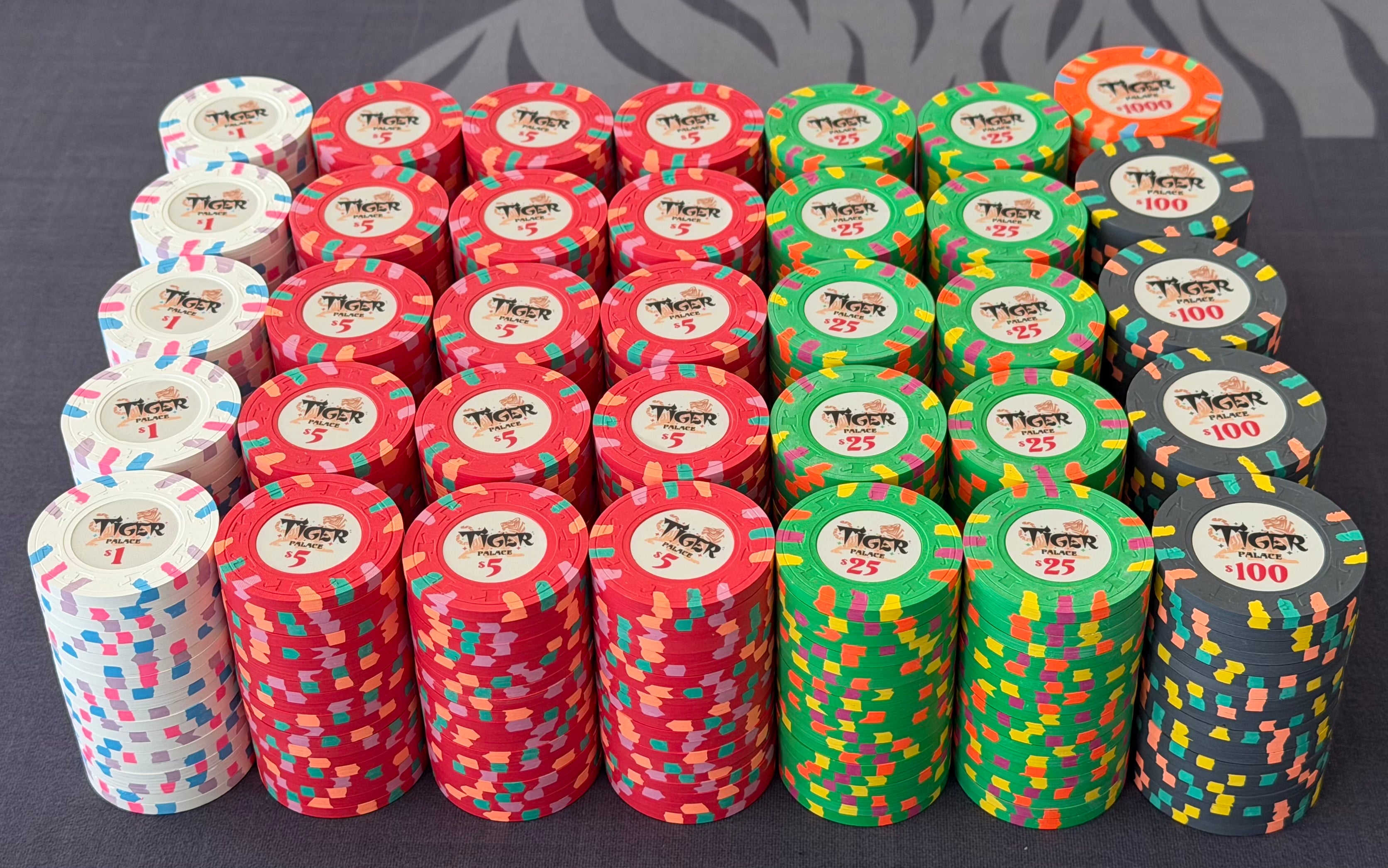 Tiger Palace (Paulson) Cash Set: Custom 'Bear Claws' - $2/$5 'Vegas' Set - 700 chips