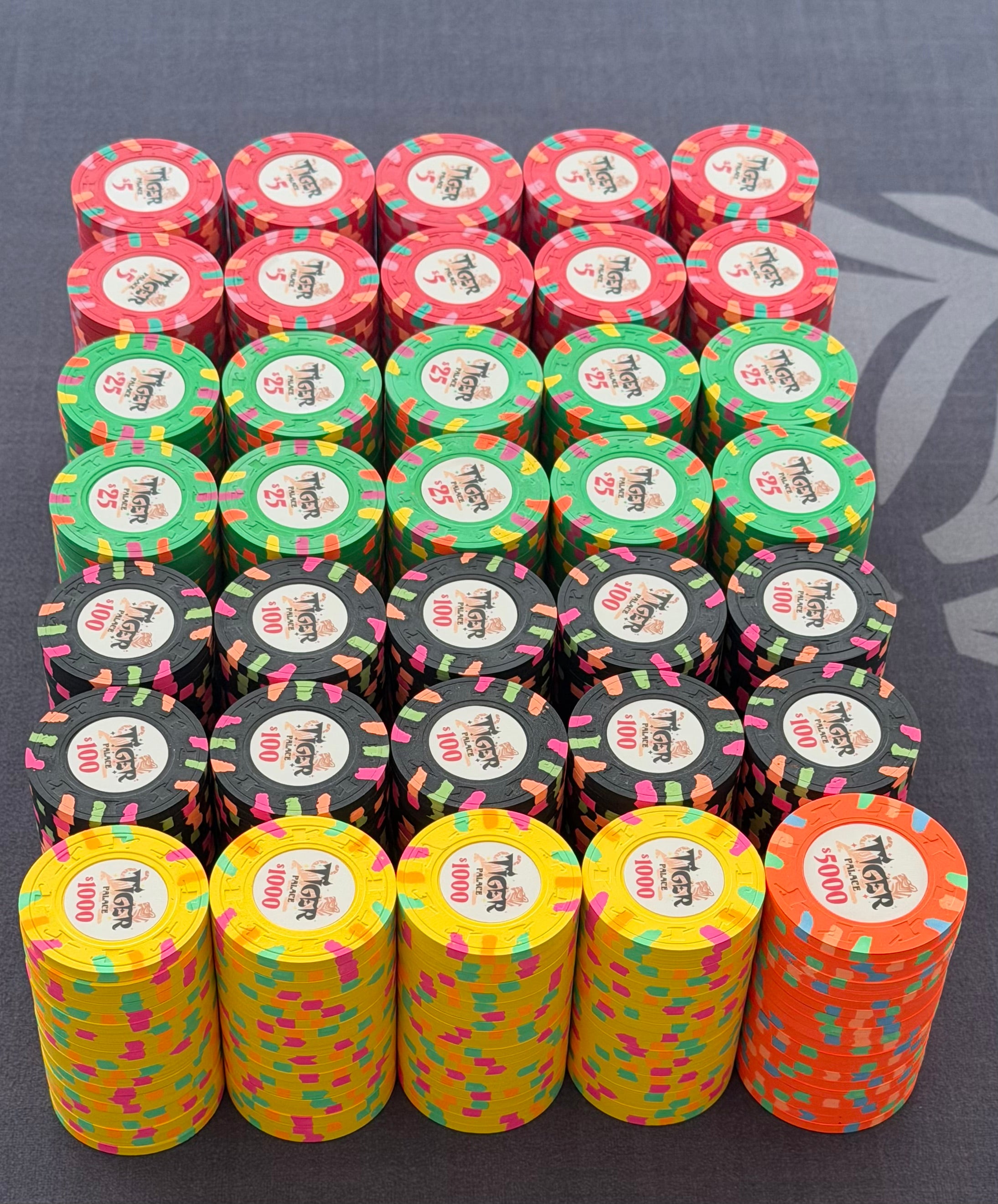 Tiger Palace (Paulson) Cash Set: Custom 'Bear Claws' - $5/$10 'Vegas' Set - 700 chips