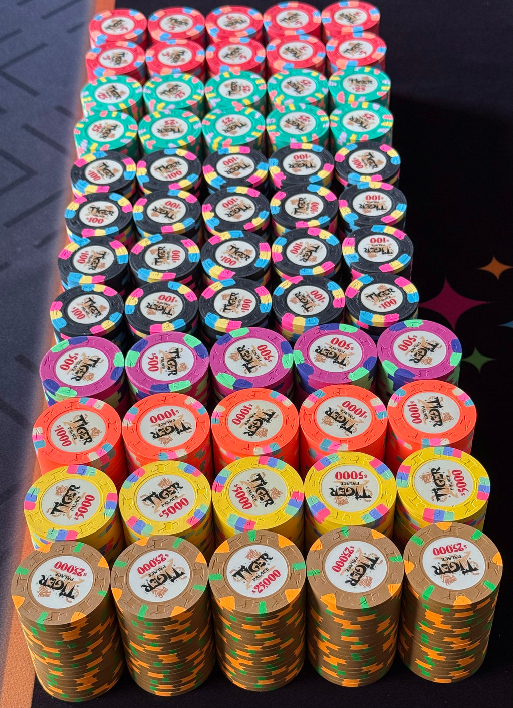 Tiger Palace (Paulson) Cash Set: VIP1 $5/$10 to $50/$100+ 'Vegas' set - 1200 chips