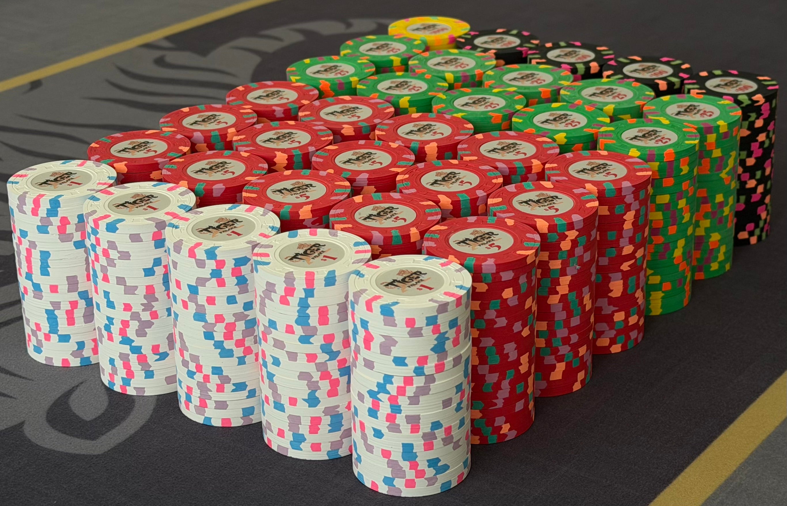 Tiger Palace (Paulson) Cash Set: Custom 'Bear Claws' - $2/$5 'Vegas' Set - 700 chips