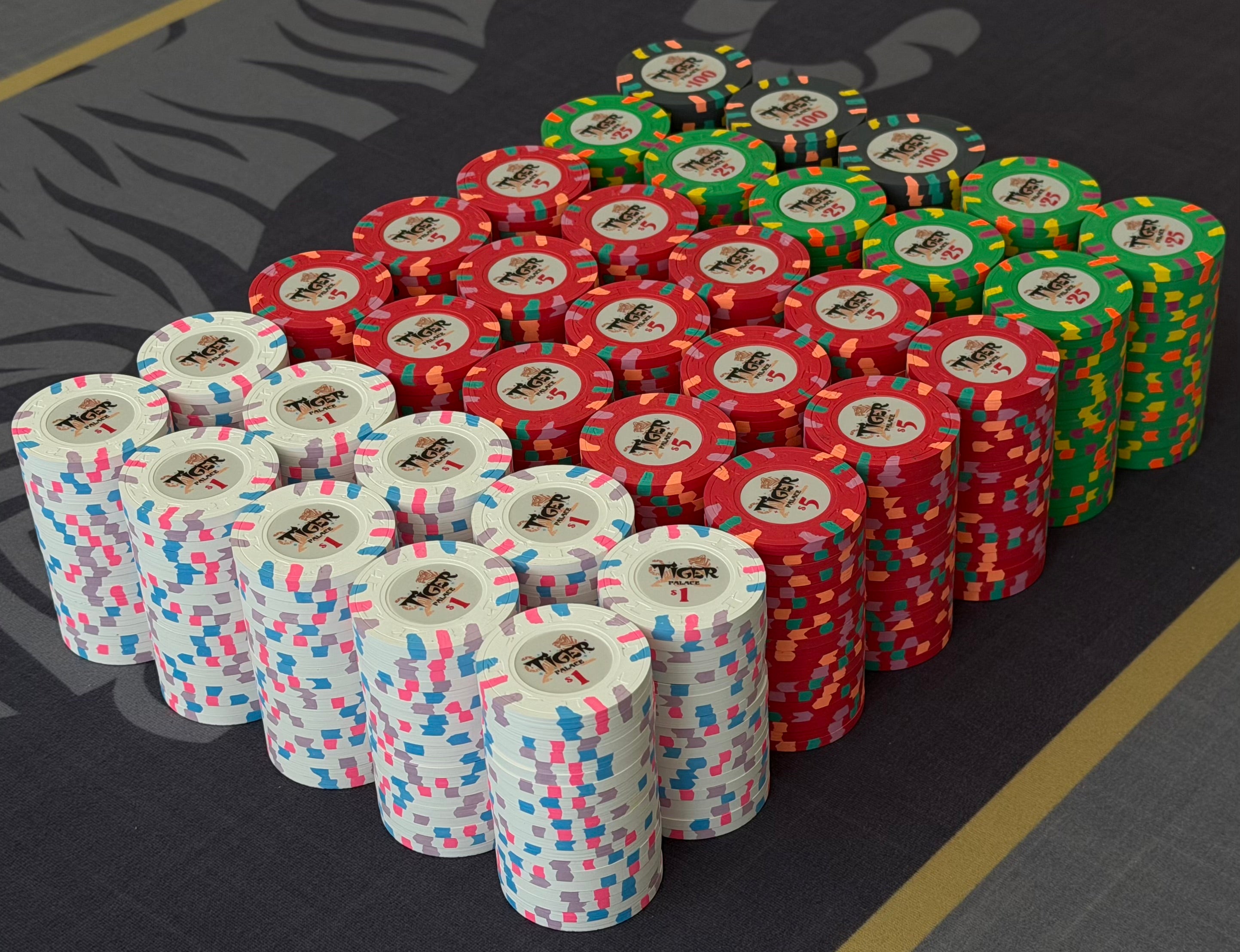 Tiger Palace (Paulson) Cash Set: Custom 'Bear Claws' - $1/$2 'Vegas' Set - 700 chips