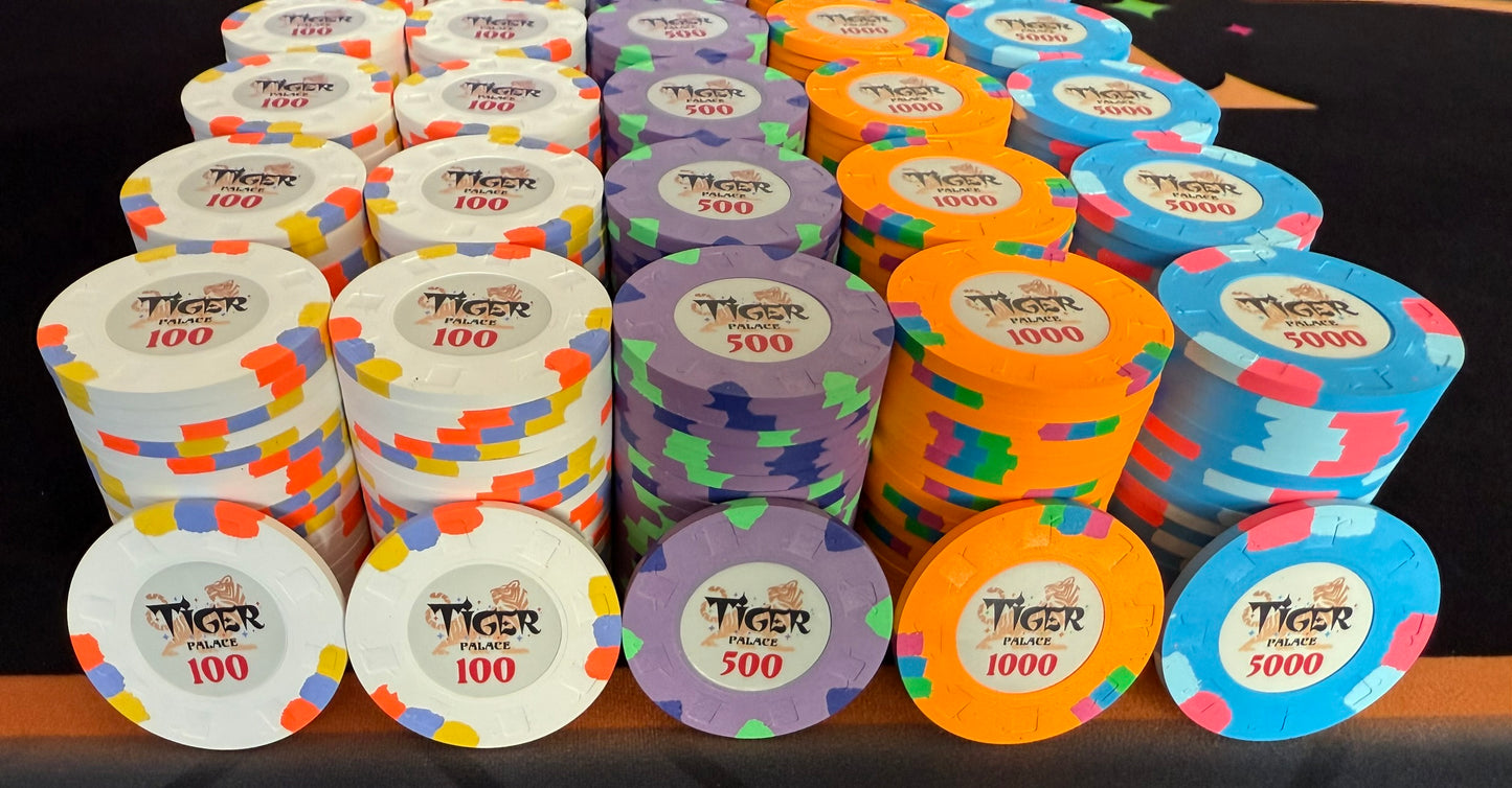 Tiger Palace (Paulson) Tournament Set - 48mm 'Fat Hat' T100-based Tournament Set, 500 Chips