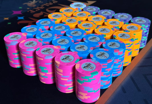 Tiger Palace (Paulson) Cash Set: Custom, one-of-a-kind 48mm 'Fat Hat' - $0.25/$0.50 'Cali' Set - 600 chips