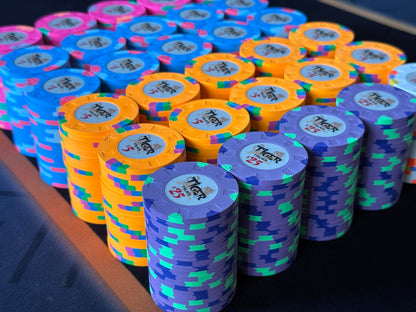 Tiger Palace (Paulson) Cash Set: Custom, one-of-a-kind 48mm 'Fat Hat' - $0.25/$0.50 'Cali' Set - 600 chips