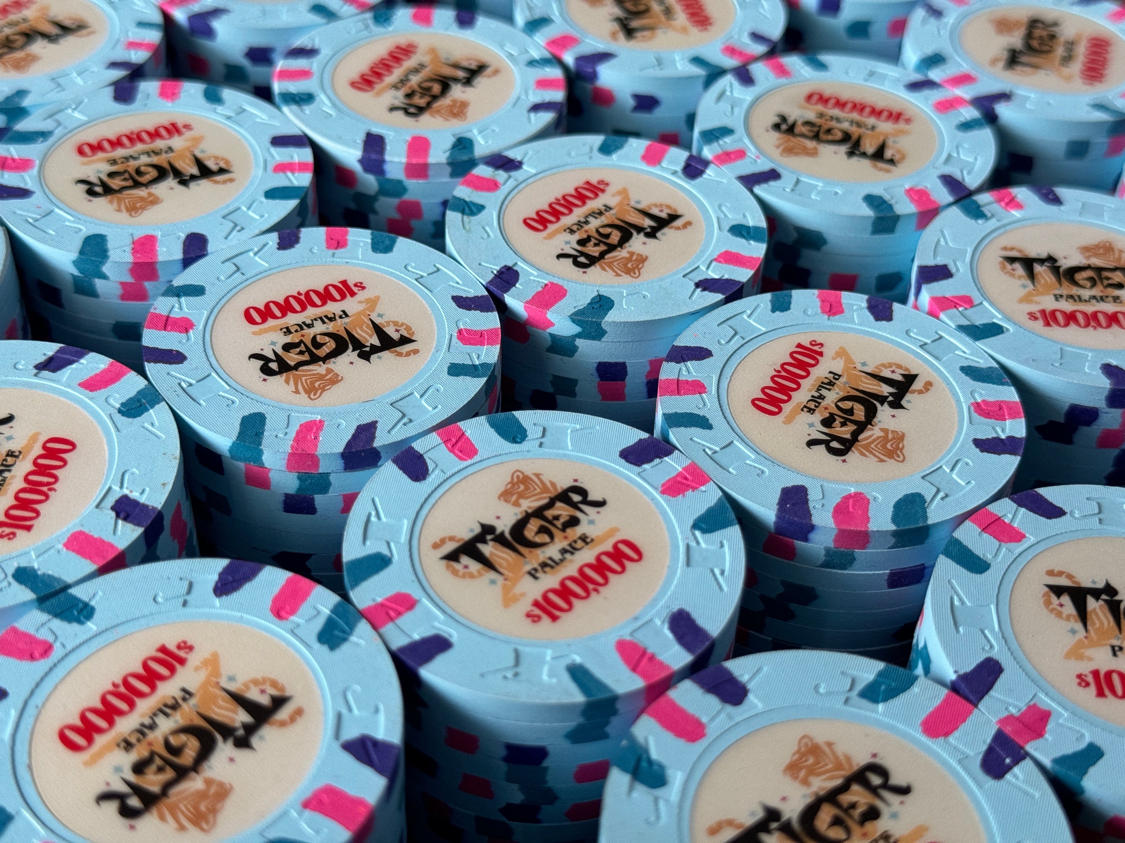 Tiger Palace (Paulson) Misc Cash $100,000 chip - Sky Blue - 43mm - One Barrel