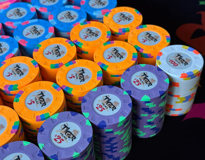 Tiger Palace (Paulson) Cash Set: Custom, one-of-a-kind 48mm 'Fat Hat' - $0.25/$0.50 'Cali' Set - 600 chips