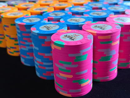 Tiger Palace (Paulson) Cash Set: Custom, one-of-a-kind 48mm 'Fat Hat' - $0.25/$0.50 'Cali' Set - 600 chips