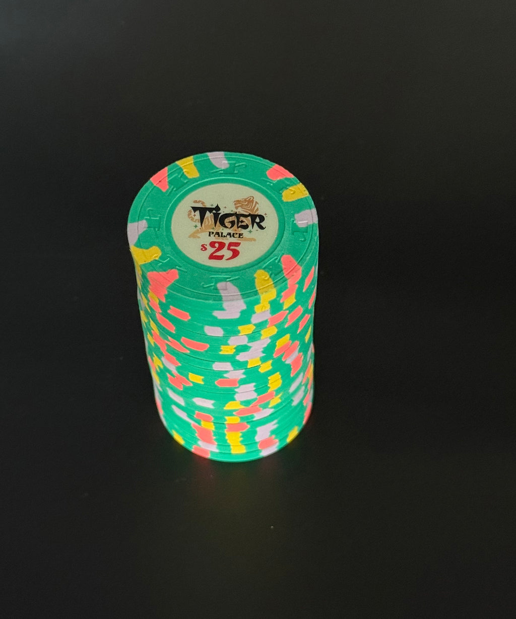 Tiger Palace (Paulson) VIP1 Cash $25 chip - Green (Indian Blue) 39mm - One Barrel