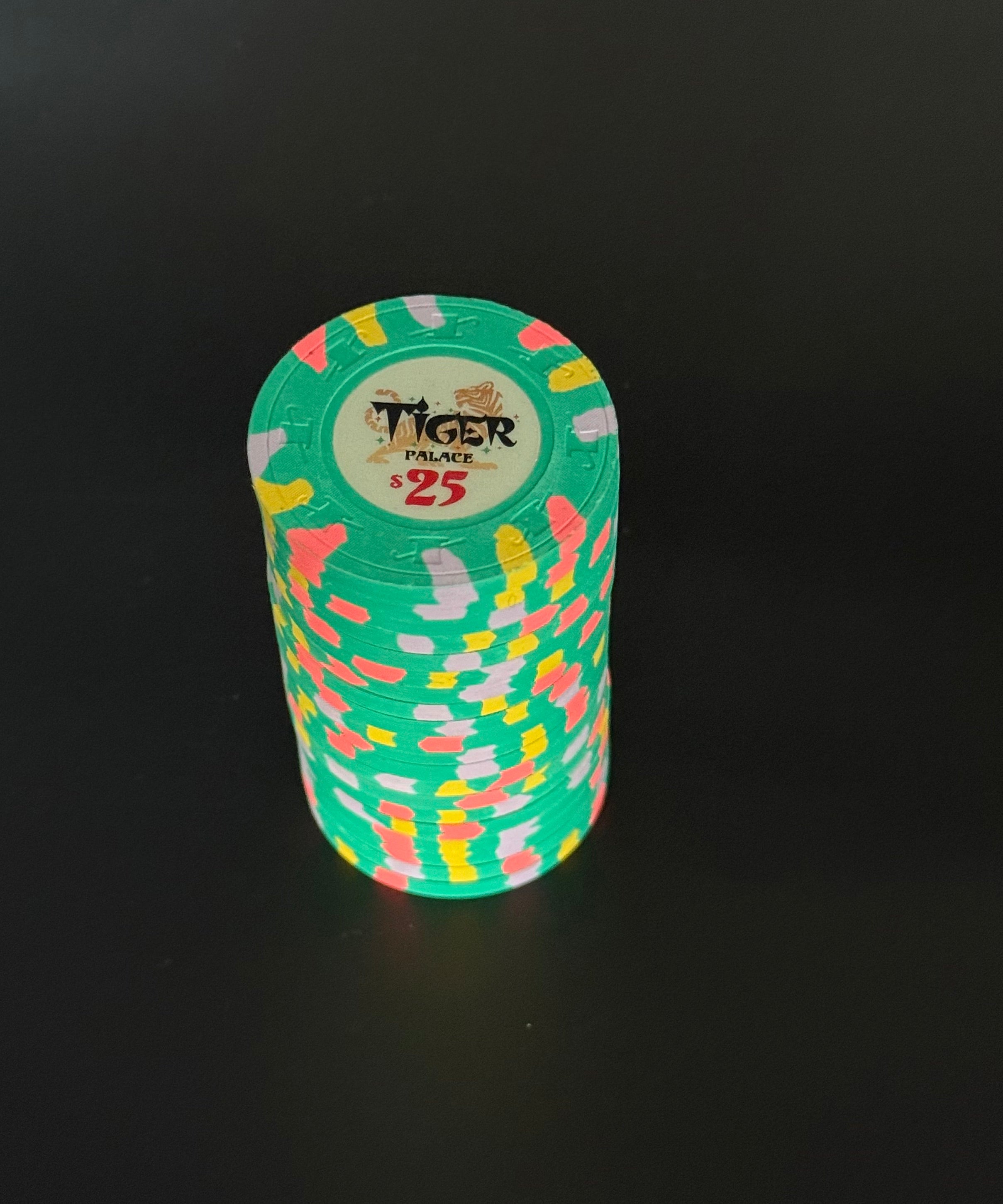 Tiger Palace (Paulson) VIP1 Cash $25 chip - Green (Indian Blue) 39mm - One Barrel