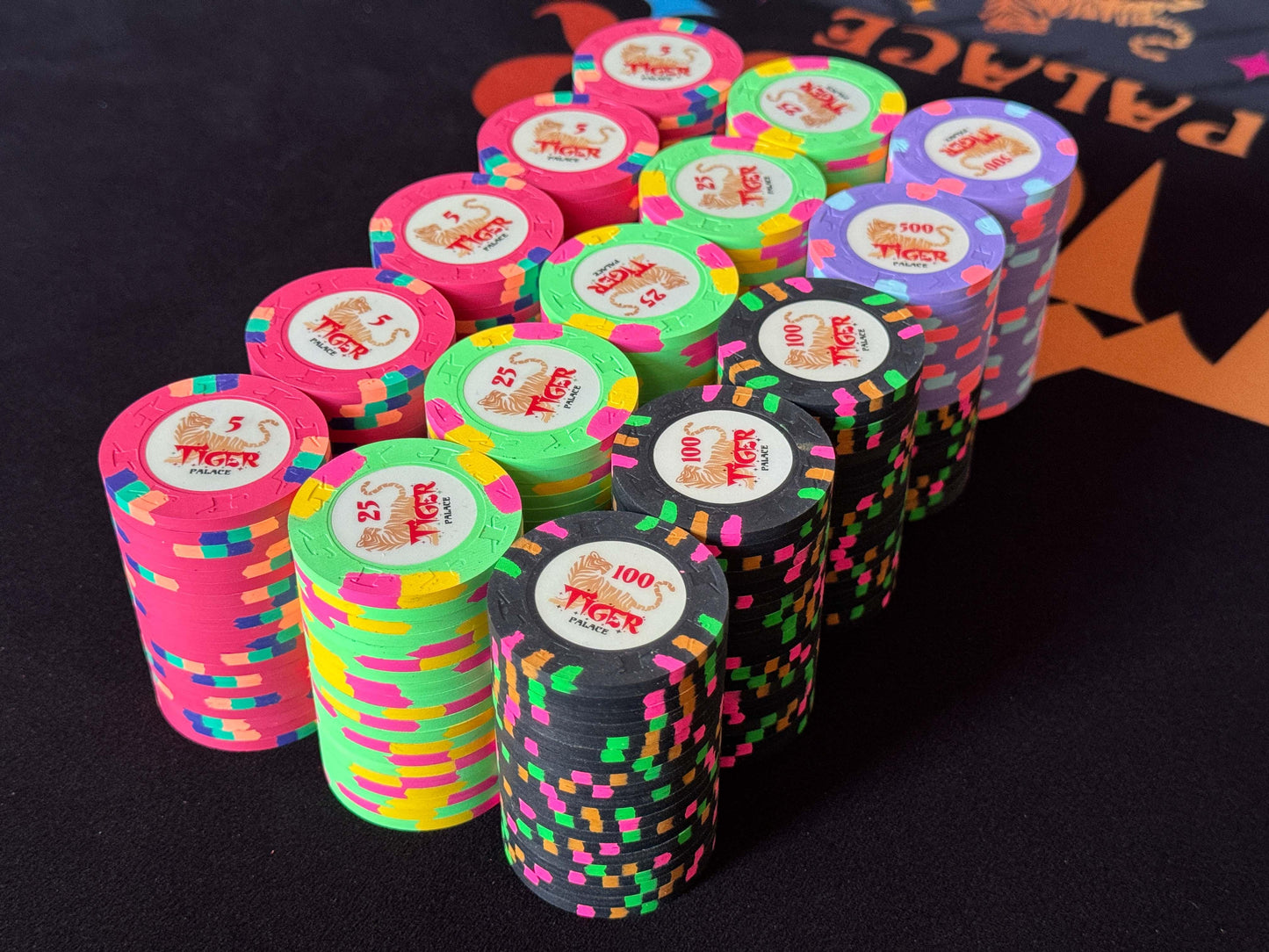 Tiger Palace (Paulson) Tournament Set: T-5 Based, oversized (43mm), 300 chips